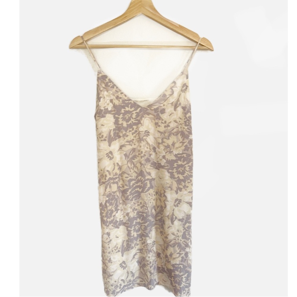 Aritzia Floral Slip Dress in Cream and Taupe